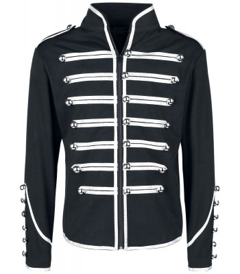 Men Gothic Military Jacket Parade Marching Jacket  Army Band Drummer Jacket